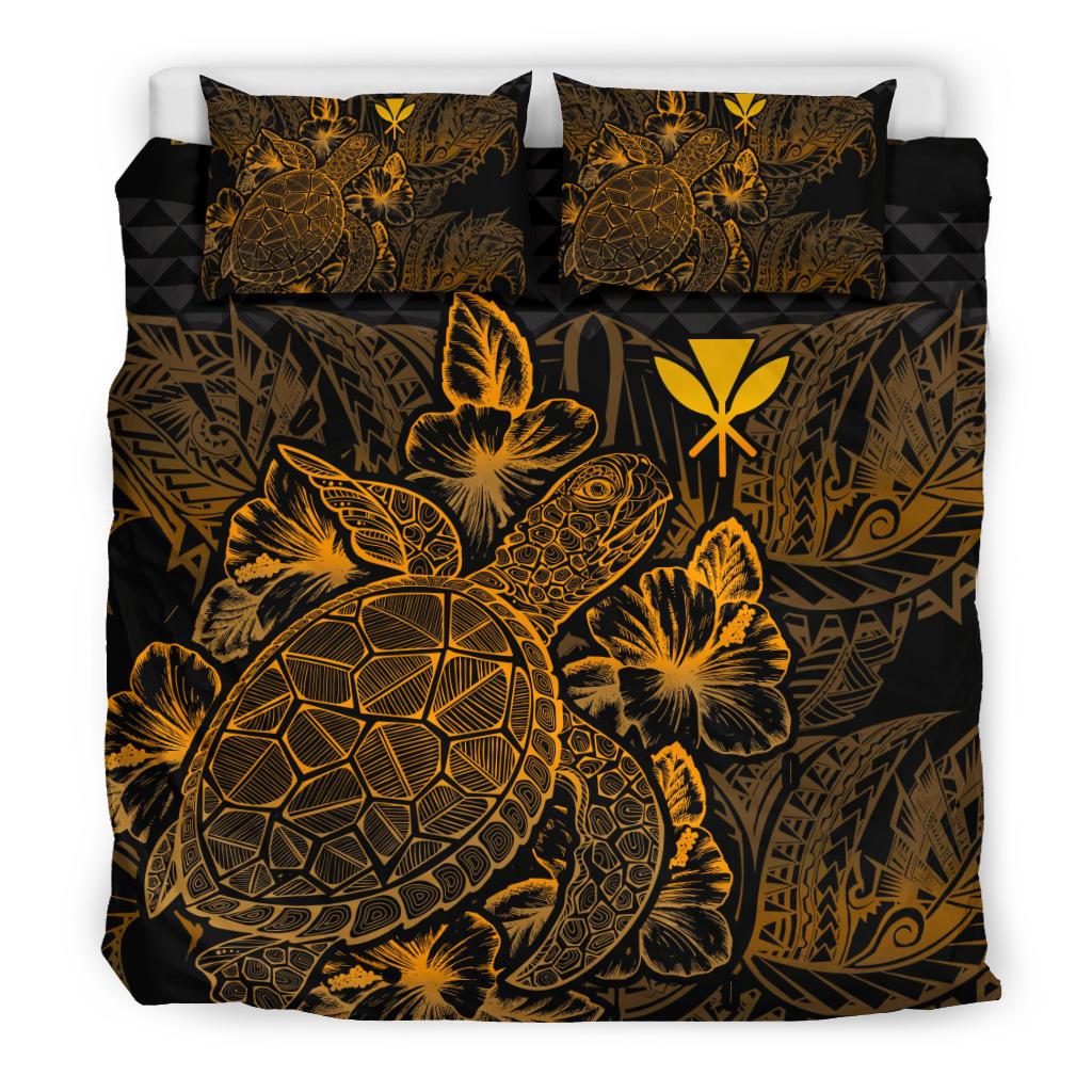 Polynesian Bedding Set - Hawaii Duvet Cover Set Gold Color Gold - Polynesian Pride