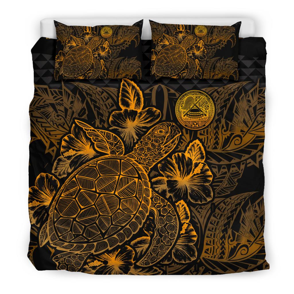 Polynesian Bedding Set - American Samoa Duvet Cover Set Gold Color Gold - Polynesian Pride