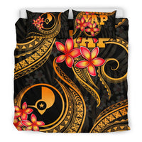 Micronesian Bedding Set - Yap Duvet Cover Set - Gold Plumeria - Polynesian Pride