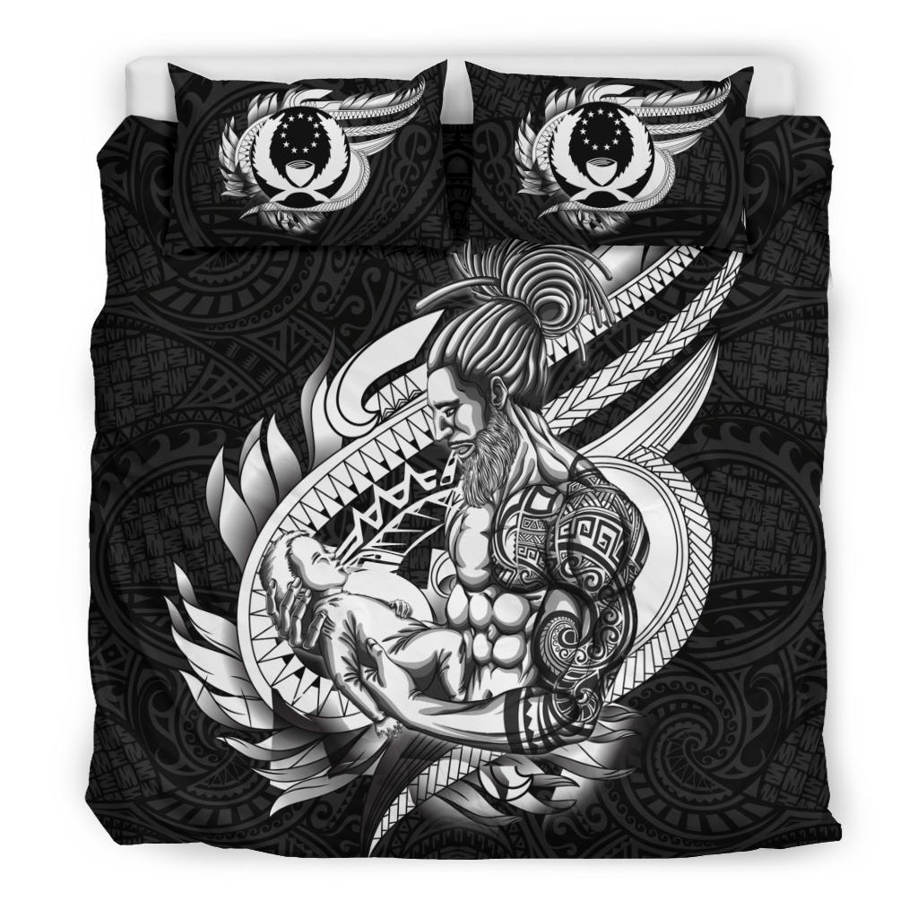 Polynesian Bedding Set - Pohnpei Duvet Cover Set Father And Son Black - Polynesian Pride