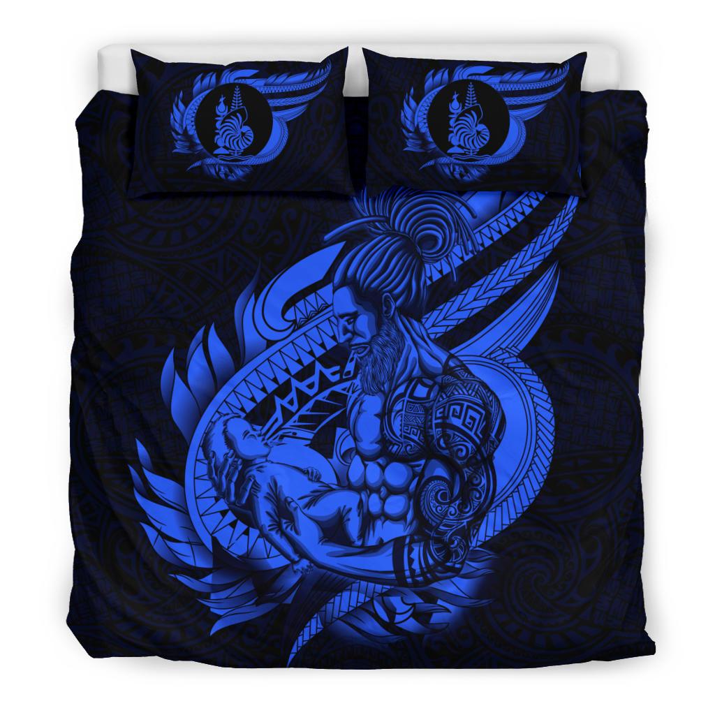 Polynesian Bedding Set - New Caledonia Duvet Cover Set Father And Son Blue - Polynesian Pride