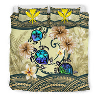 Kanaka Maoli (Hawaiian) Bedding Set Polynesian Turtle Hibiscus Beige - Polynesian Pride
