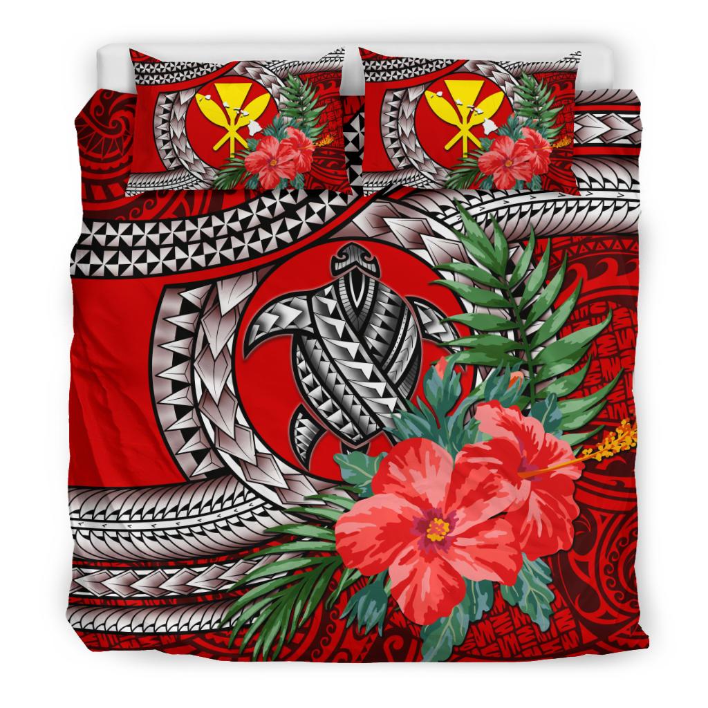 Kanaka Maoli (Hawaiian) Bedding Set - Polynesian Turtle Hibiscus Red - Polynesian Pride