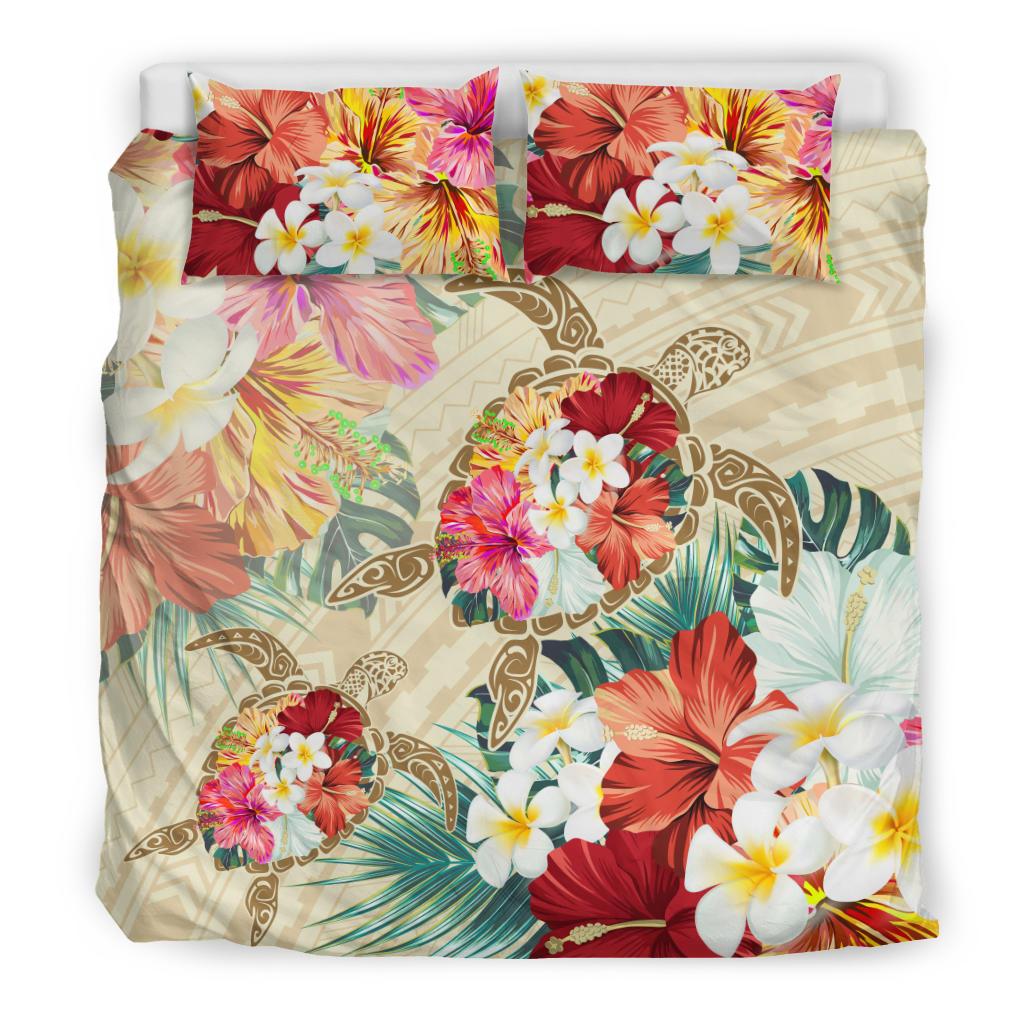 Hawaii Bedding Set - Hawaii Floral Turtle Bedding Set - Beige - Polynesian Pride