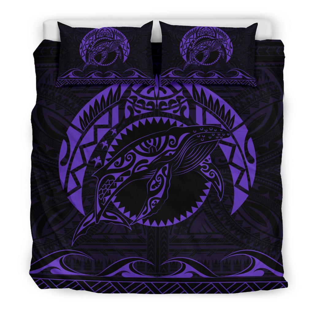 Hawaiian Polynesian Whale Bedding Set Purple - Polynesian Pride