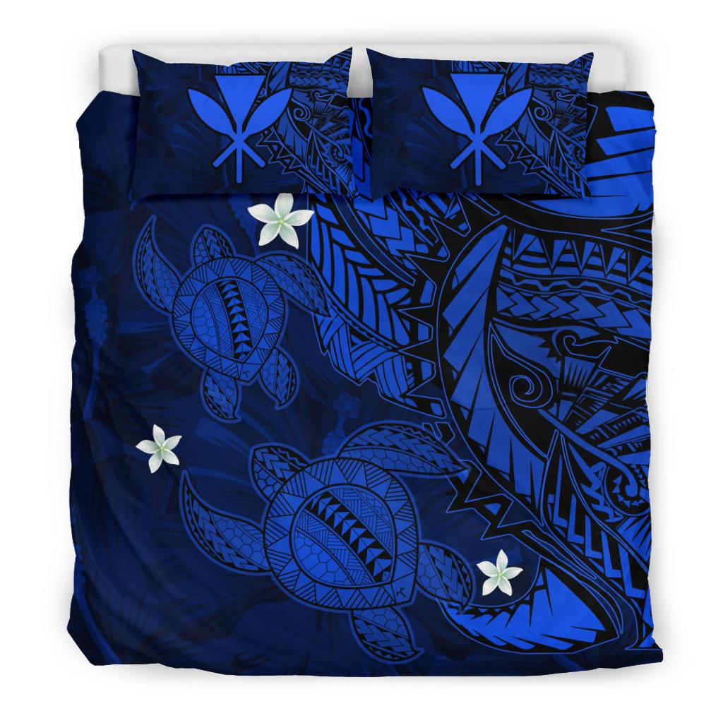Hawaii Bedding Set - Hawaii Polynesian Turtle Hibiscus Bedding Set - Blue - Polynesian Pride