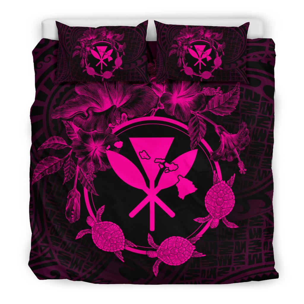 Hawaii Kanaka Turtle Hibiscus Polynesian Bedding Set - Anthea Style Pink - Polynesian Pride