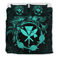 Hawaii Kanaka Turtle Hibiscus Polynesian Bedding Set - Anthea Style Turquoise - Polynesian Pride