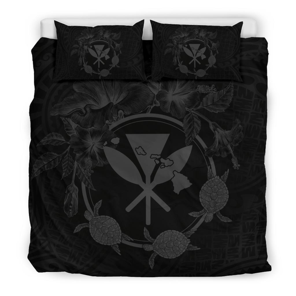 Hawaii Kanaka Turtle Hibiscus Polynesian Bedding Set - Anthea Style Gray - Polynesian Pride