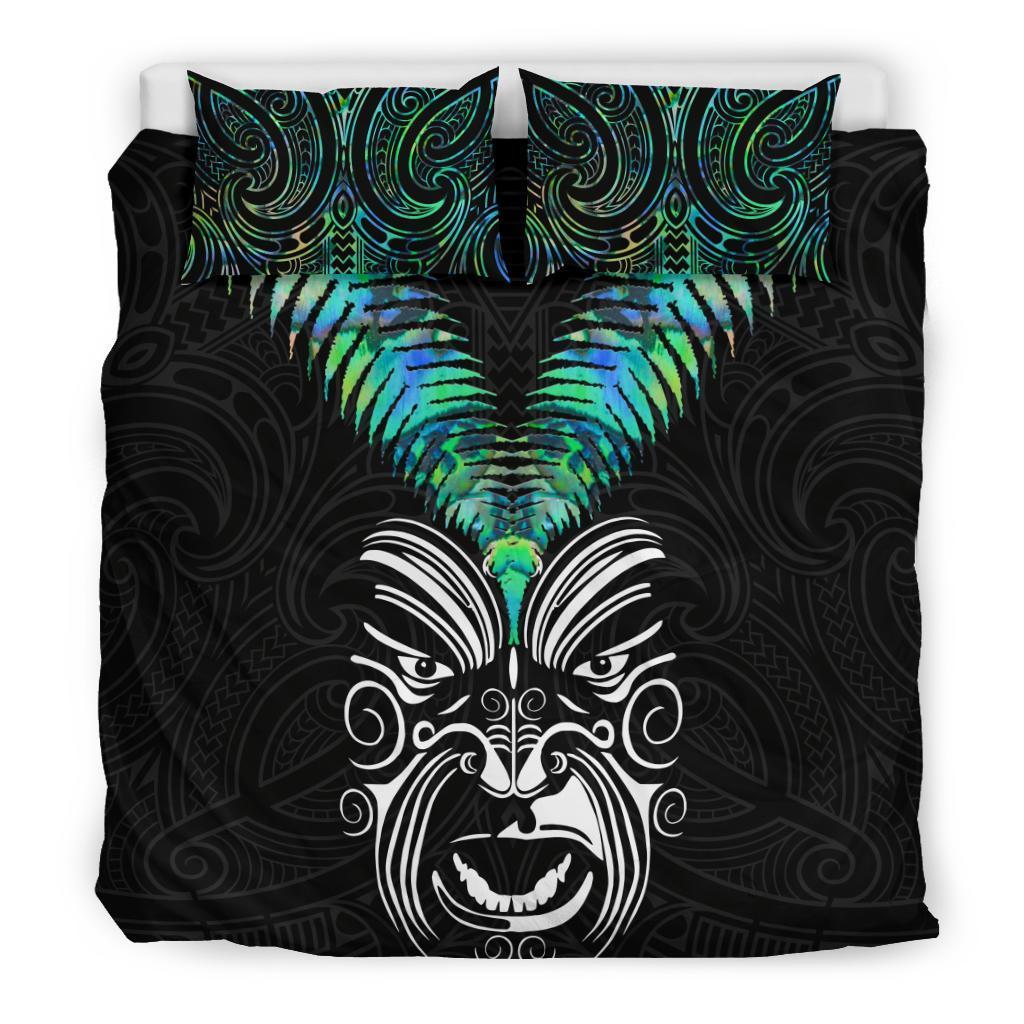 New Zealand Maori Moko Bedding Set Paua Shell Black - Polynesian Pride