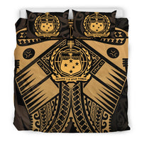 Samoa Polynesian Bedding Set - Samoa Gold Seal with Polynesian Tattoo - Polynesian Pride