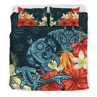 Hawaii Turtle Shark Manta Ray Hibiscus Plumeria Bedding Set - Polynesian Pride