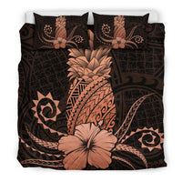 Hawaii Polynesian Pineapple Hibiscus Bedding Set - Zela Style Orange - Polynesian Pride