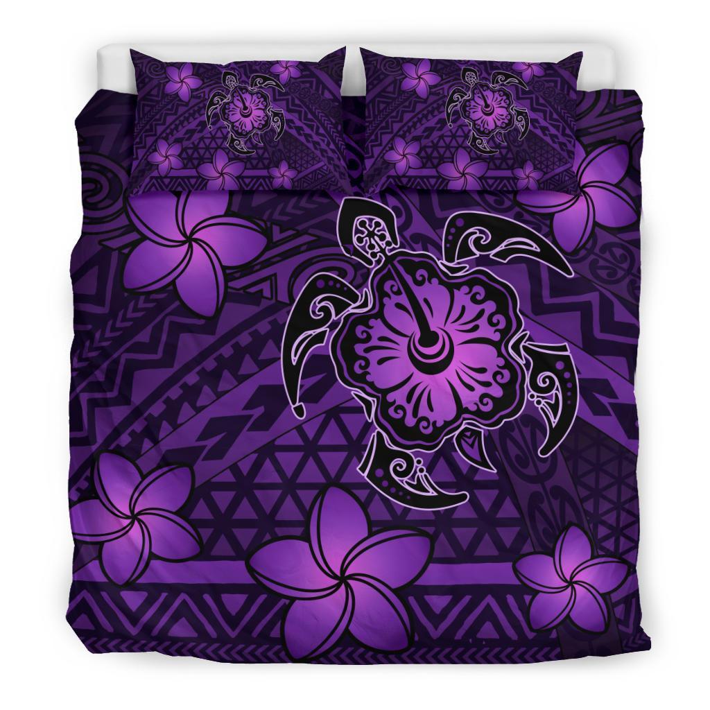 Hawaii Mix Polynesian Turtle Plumeria Bedding Set - AH - Nick Style - Purple - Polynesian Pride