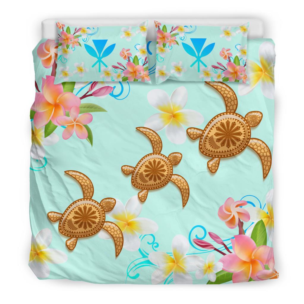 Hawaii Turtle Plumeria Mint Style - Bedding Set AH Art - Polynesian Pride