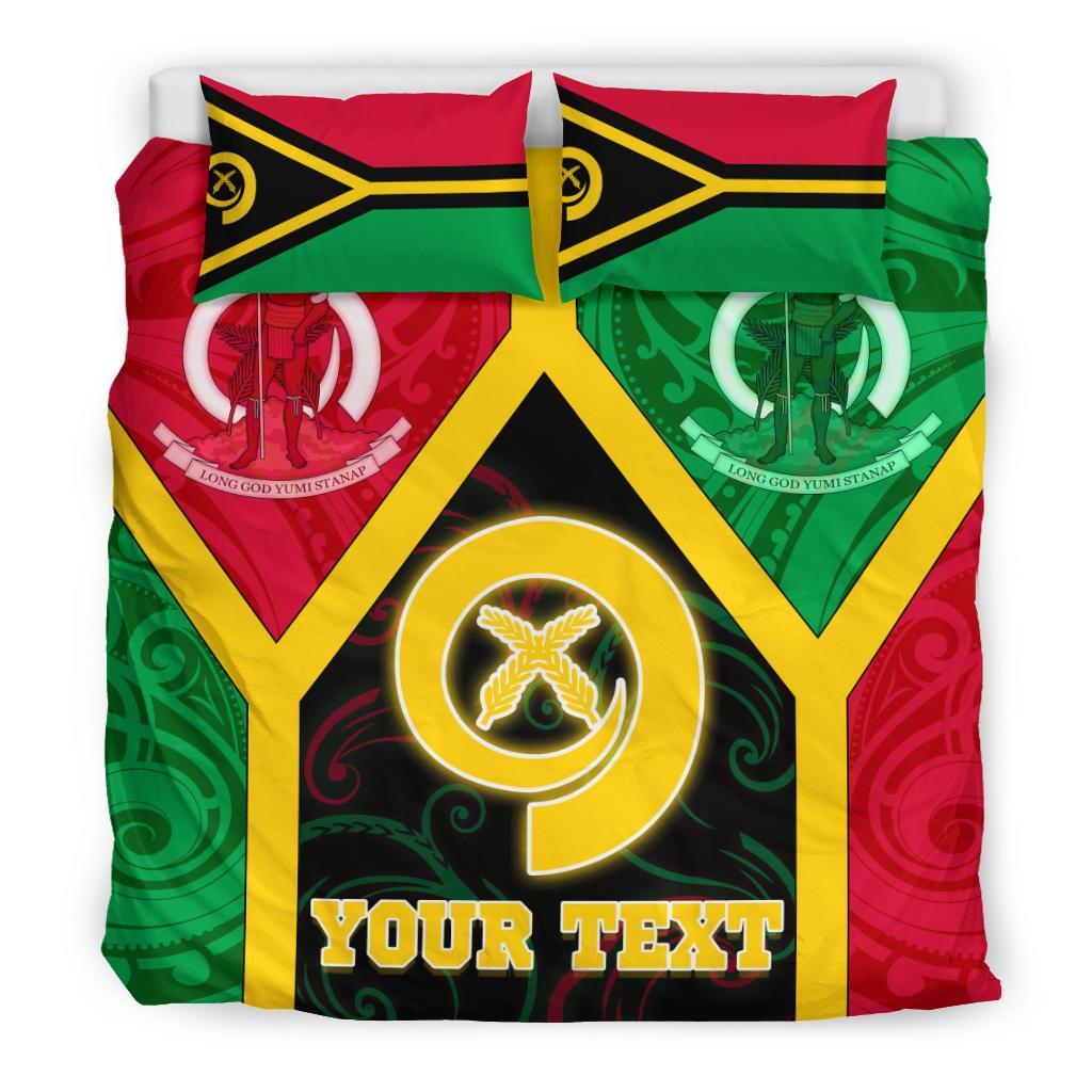 Polynesian Vanuatu Custom Personalised Bedding Set - Vanuatu Flag and Coat Of Arms - Polynesian Pride