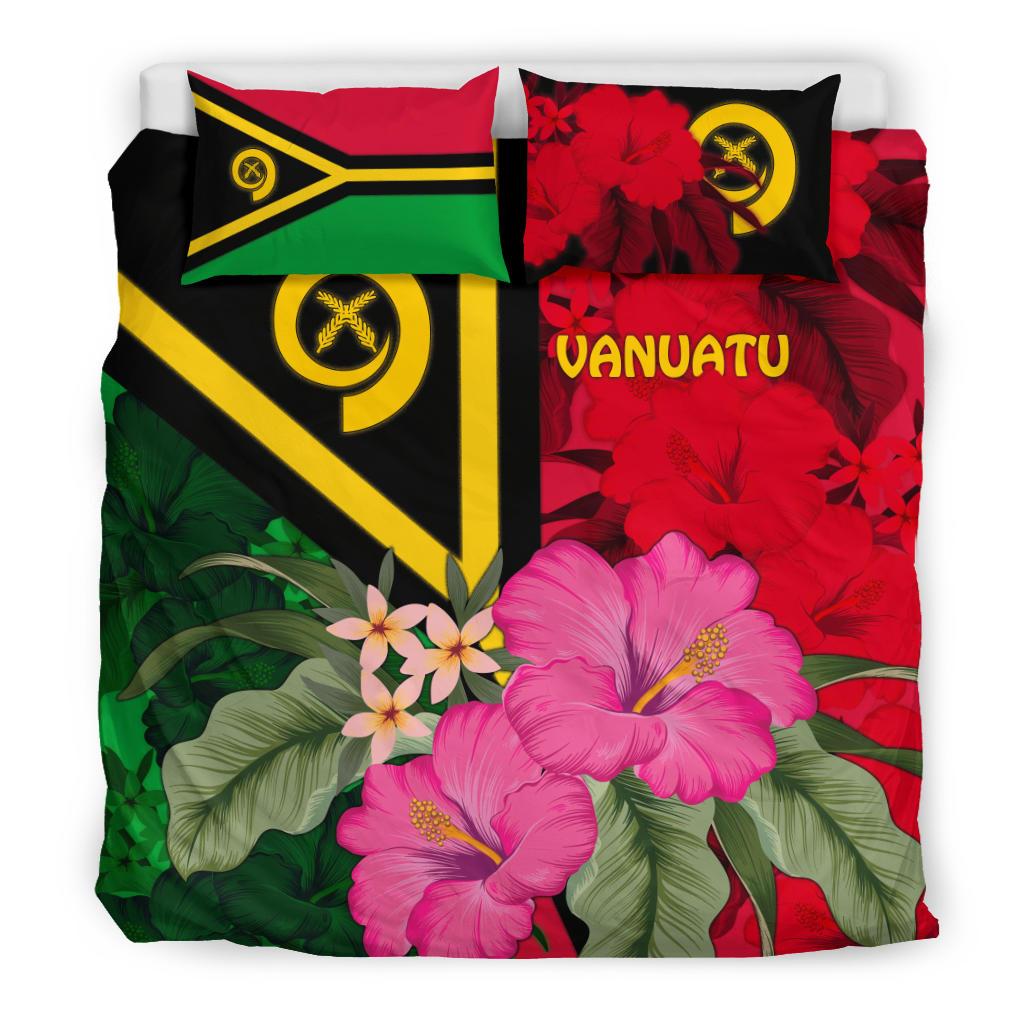 Vanuatu Bedding Set - Vanuatu Flag with Hibiscus - Polynesian Pride