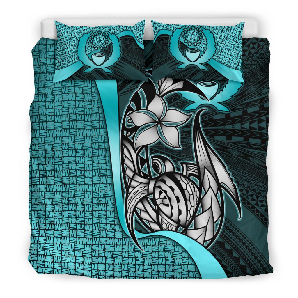 Pohnpei Micronesian Bedding Set Turquoise - Turtle With Hook - Polynesian Pride