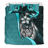 Pohnpei Micronesian Bedding Set Turquoise - Turtle With Hook - Polynesian Pride