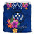 Micronesia Bedding Set - Kosrae Duvet Cover Set Floral With Seal Blue - Polynesian Pride