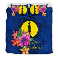 Polynesian Bedding Set - New Caledonia Duvet Cover Set Floral With Seal Blue - Polynesian Pride