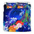 American Samoa Polynesian Bedding Set - Humpback Whale with Tropical Flowers (Blue) - Polynesian Pride