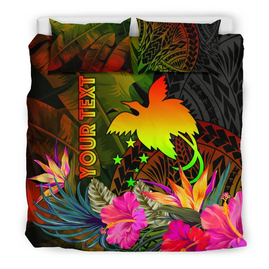 Papua New Guinea Polynesian Personalised Bedding Set - Hibiscus and Banana Leaves - Polynesian Pride