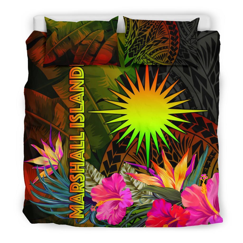 Marshall Islands Polynesian Bedding Set - Hibiscus and Banana Leaves - Polynesian Pride