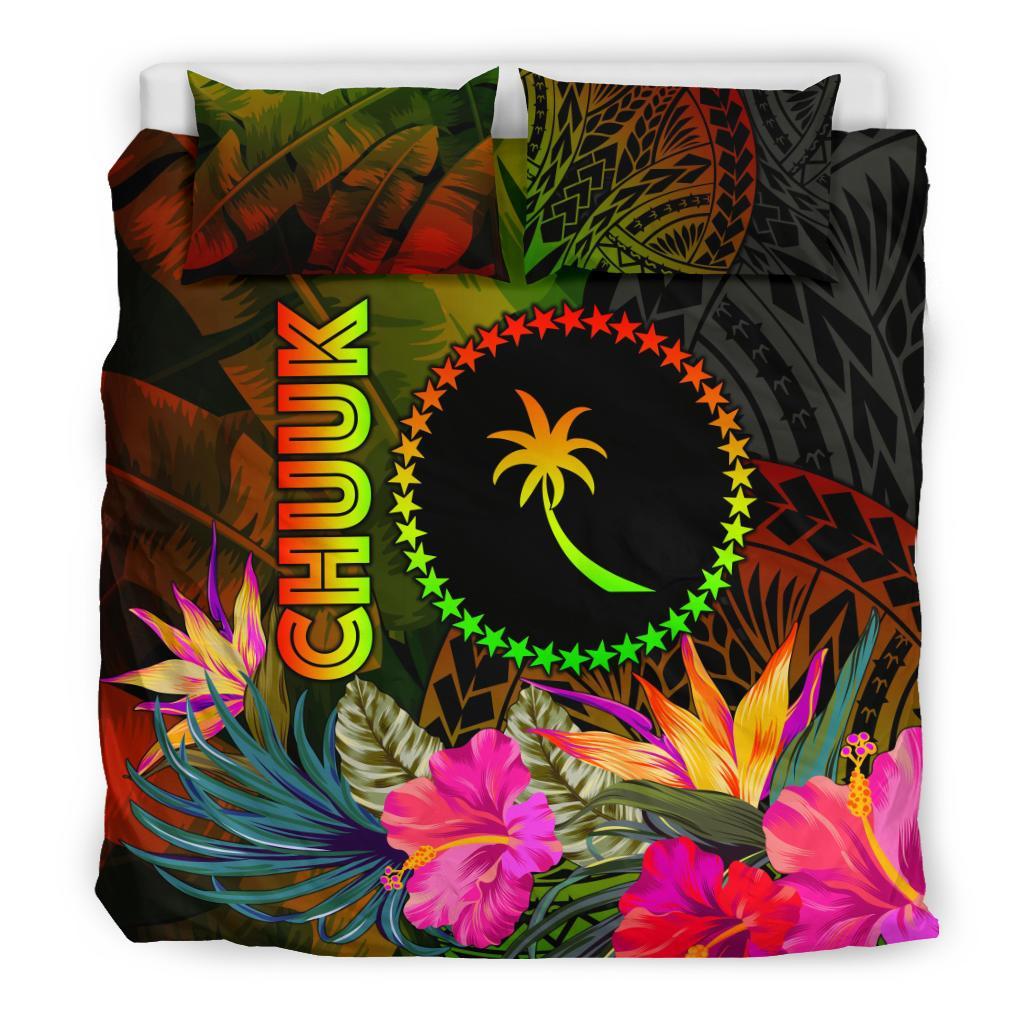 Chuuk Polynesian Bedding Set - Hibiscus and Banana Leaves - Polynesian Pride