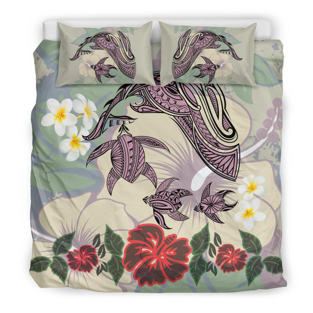 Hawaii Turtle Shark Hibiscus Bedding Set - Beige - LH Style - Polynesian Pride