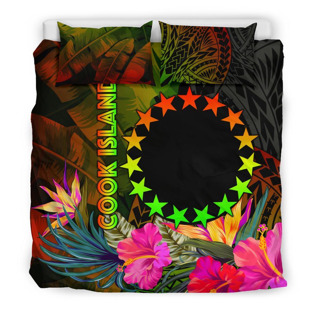Cook Islands Polynesian Bedding Set - Hibiscus and Banana Leaves - Polynesian Pride