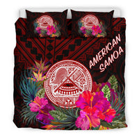 American Samoa Bedding Set - Coat Of Arm With Polynesian Patterns - Polynesian Pride