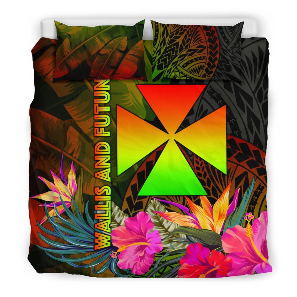 Wallis and Futuna Polynesian Bedding Set - Hibiscus and Banana Leaves - Polynesian Pride
