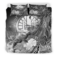 Tahiti Custom Personalised Bedding Set - Humpback Whale with Tropical Flowers (White) - Polynesian Pride