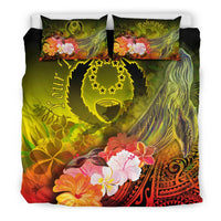 Pohnpei Custom Personalised Bedding Set - Humpback Whale with Tropical Flowers (Yellow) - Polynesian Pride
