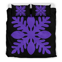 Hawaiian Royal Pattern Bedding Set - Black And Purple - D1 Style - Polynesian Pride