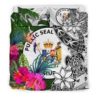 Niue Bedding Set White - Turtle Plumeria Banana Leaf - Polynesian Pride