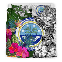 Federated States of Micronesia Bedding Set White - Turtle Plumeria Banana Leaf - Polynesian Pride