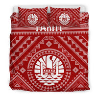 Tahiti Bedding Set - Tahiti Seal In Polynesian Tattoo Style (Red) - Polynesian Pride