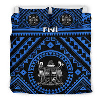 Fiji Bedding Set - Fiji Seal With Polynesian Tattoo Style (Blue) - Polynesian Pride