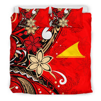 Tokelau Polynesian Bedding Set - Tribal Flower With Special Turtles Red Color - Polynesian Pride