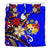 Tonga Polynesian Bedding Set - Tribal Flower With Special Turtles Blue Color - Polynesian Pride