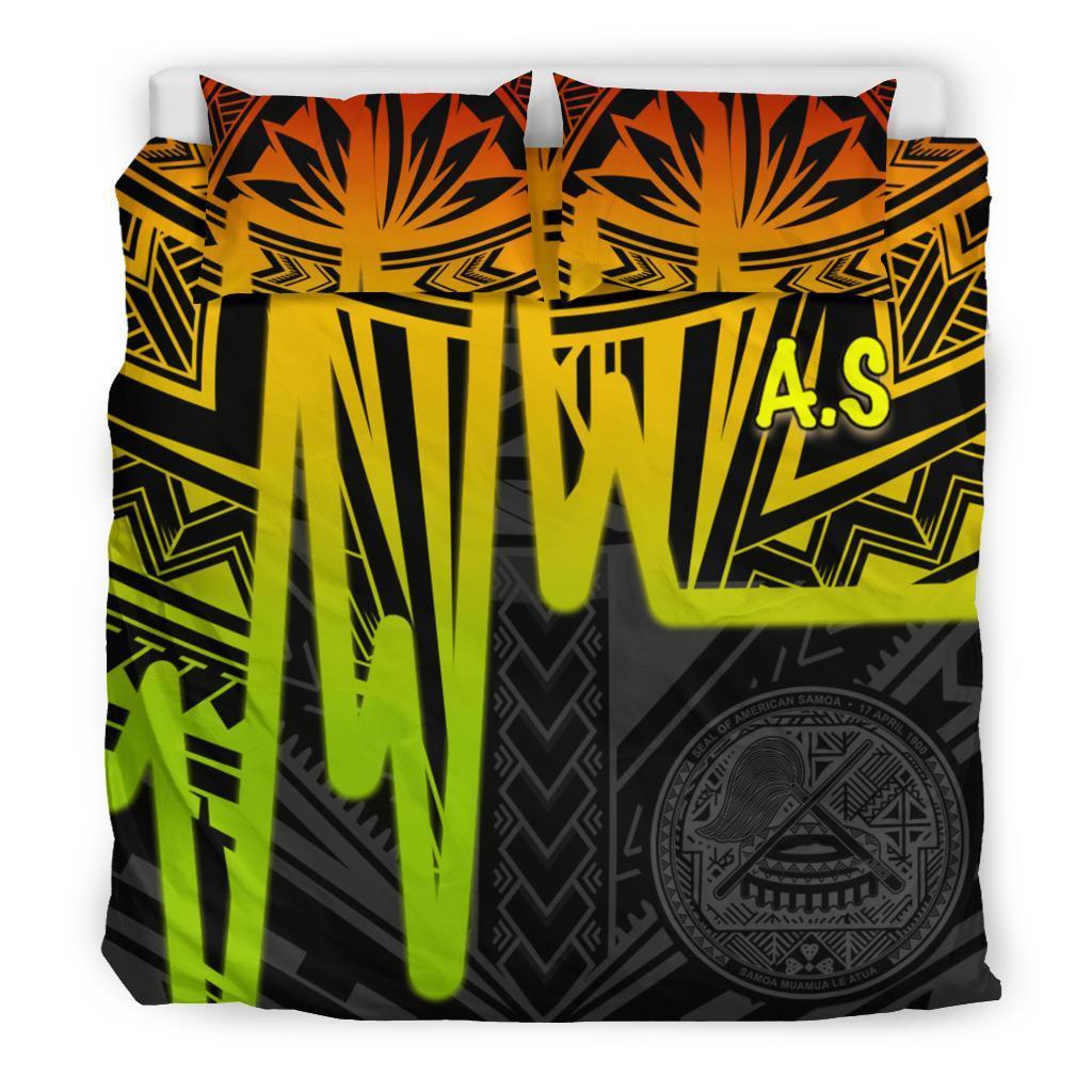 American Samoa Bedding Set - Seal With Polynesian Pattern Heartbeat Style (Reggae) - Polynesian Pride