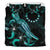 Cook Islands Polynesian Bedding Set - Turtle With Blooming Hibiscus Turquoise - Polynesian Pride