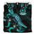 Vanuatu Polynesian Bedding Set - Turtle With Blooming Hibiscus Turquoise - Polynesian Pride