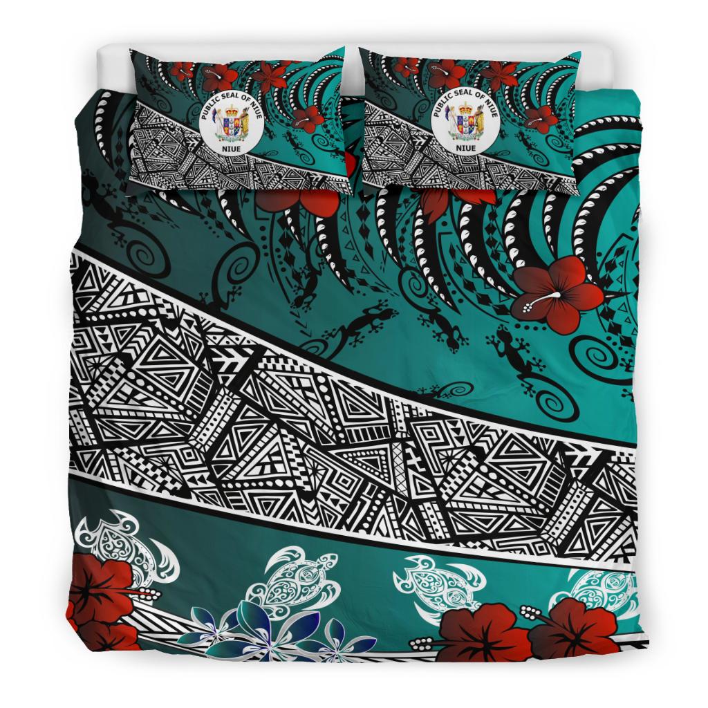 Niue Bedding Set - Lizard And Turtle Green - Polynesian Pride
