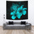 Hawaii Hibiscus Tapestry - Turtle Map - Turquoise Wall Tapestry Large 104" x 88" Blue - Polynesian Pride