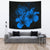 Hawaii Hibiscus Tapestry - Turtle Map - Traffic Blue Wall Tapestry Large 104" x 88" Blue - Polynesian Pride