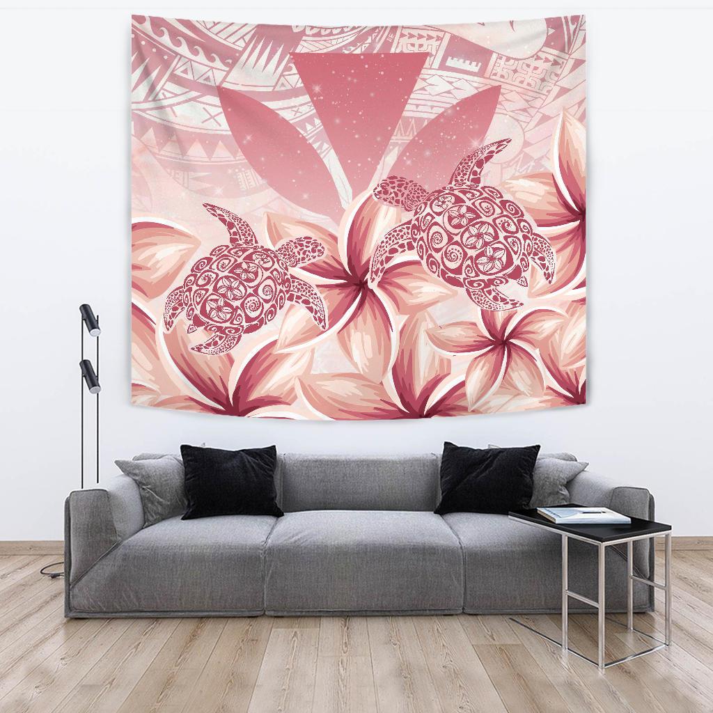 Hawaii Turtle Kanaka Plumeria Polynesian Pink Tapestry Wall Tapestry 150cm*150cm Pink - Polynesian Pride