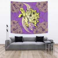 Hawaii Polynesian Turtle Hibiscus Tapestry - Yellow Wall Tapestry 150cm*150cm Yellow - Polynesian Pride